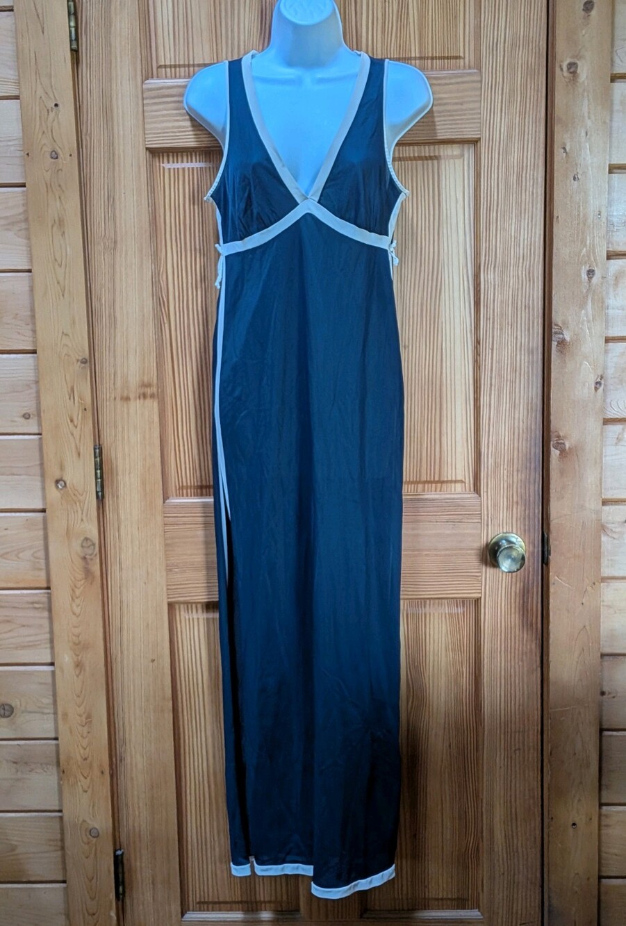 VTG Warner's Medium Nautical Maxi Blue & White USA Made Dress Elegant Classy
